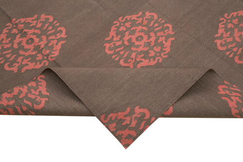 Duri Brown Geometric Cotton Wool Handmade Area Rug 10'3'' x 13'9''