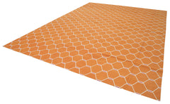 Handmade Area Rug – Orange Geometric Cotton Wool Soft Floor Carpet 10'2"x13'10"