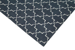 Geometric Duri Black Geometric Cotton Wool Handmade Area Rug 9'2'' x 12'0''