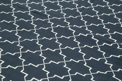 Geometric Duri Black Geometric Cotton Wool Handmade Area Rug 9'2'' x 12'0''