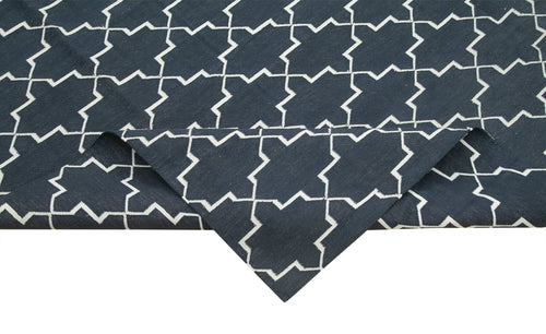 Geometric Duri Black Geometric Cotton Wool Handmade Area Rug 9'2'' x 12'0''