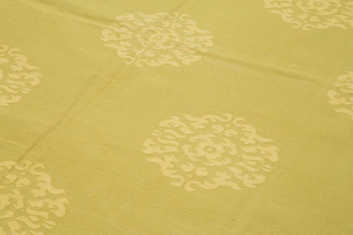 Geometric Duri Yellow Geometric Cotton Wool Handmade Area Rug 7'3'' x 13'3''