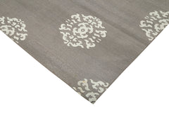Geometric Duri Grey Geometric Cotton Wool Handmade Area Rug 8'0'' x 9'6''