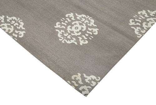 Geometric Duri Grey Geometric Cotton Wool Handmade Area Rug 8'0'' x 9'6''