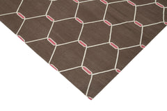 Geometric Duri Brown Geometric Cotton Wool Handmade Area Rug 8'1'' x 9'9''
