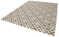Geometric Duri Brown Geometric Cotton Wool Handmade Area Rug 7'11'' x 9'11''