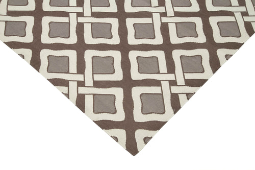 Geometric Duri Brown Geometric Cotton Wool Handmade Area Rug 7'11'' x 9'11''