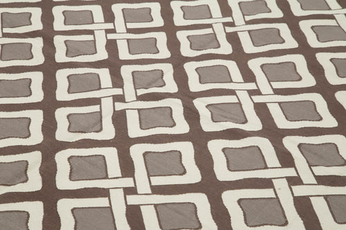 Geometric Duri Brown Geometric Cotton Wool Handmade Area Rug 7'11'' x 9'11''