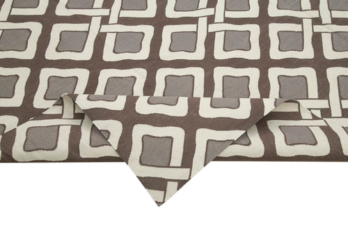 Geometric Duri Brown Geometric Cotton Wool Handmade Area Rug 7'11'' x 9'11''