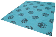 Geometric Duri Turquoise Geometric Cotton Wool Handmade Area Rug 8'0'' x 9'10''
