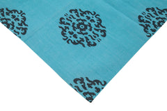Geometric Duri Turquoise Geometric Cotton Wool Handmade Area Rug 8'0'' x 9'10''