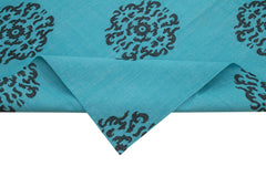 Geometric Duri Turquoise Geometric Cotton Wool Handmade Area Rug 8'0'' x 9'10''