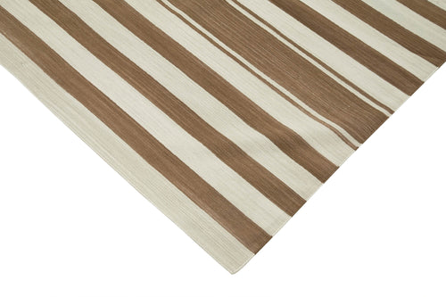 Geometric Duri Brown Geometric Cotton Wool Handmade Area Rug 7'10'' x 10'0''