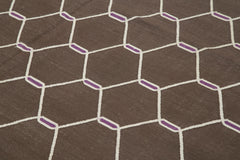 Geometric Duri Brown Geometric Cotton Wool Handmade Area Rug 8'0'' x 9'10''