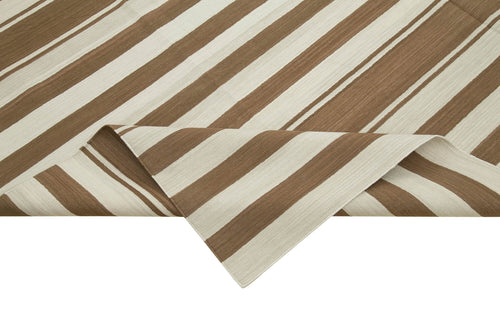 Geometric Duri Brown Geometric Cotton Wool Handmade Area Rug 7'10'' x 10'1''