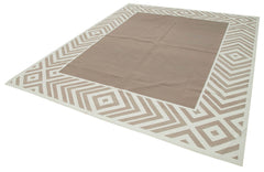 Geometric Duri Brown Geometric Cotton Wool Handmade Area Rug 8'1'' x 9'10''