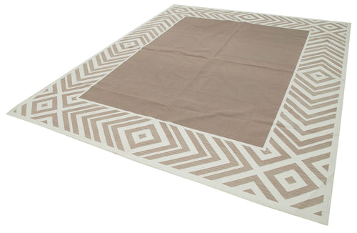 Geometric Duri Brown Geometric Cotton Wool Handmade Area Rug 8'1'' x 9'10''