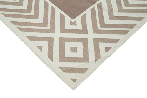 Geometric Duri Brown Geometric Cotton Wool Handmade Area Rug 8'1'' x 9'10''