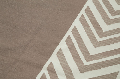 Geometric Duri Brown Geometric Cotton Wool Handmade Area Rug 8'1'' x 9'10''