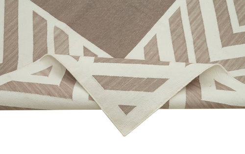 Geometric Duri Brown Geometric Cotton Wool Handmade Area Rug 8'1'' x 9'10''