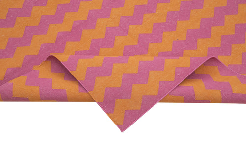 Geometric Duri Orange Geometric Cotton Wool Handmade Area Rug 7'10'' x 9'10''