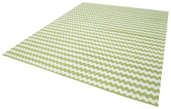Geometric Duri Green Geometric Cotton Wool Handmade Area Rug 8'0'' x 9'9''