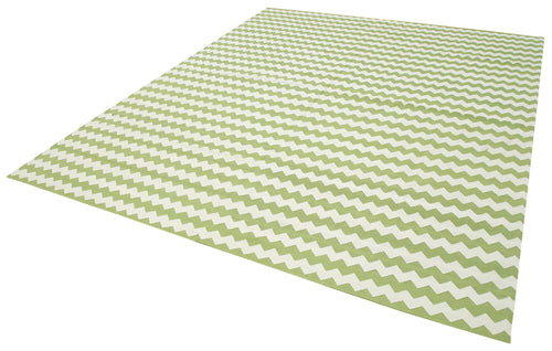 Geometric Duri Green Geometric Cotton Wool Handmade Area Rug 8'0'' x 9'9''