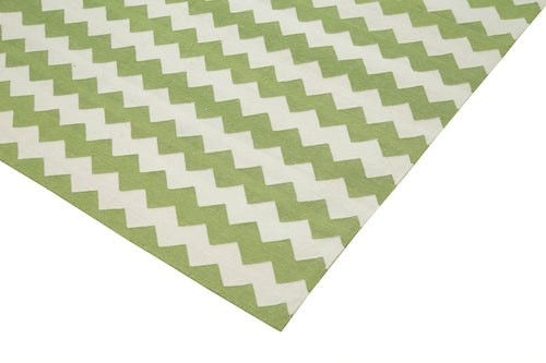 Geometric Duri Green Geometric Cotton Wool Handmade Area Rug 8'0'' x 9'9''