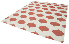 Handmade Area Rug – Red Geometric Cotton Wool Rug, Durable Soft Texture 8'1''x9'9''