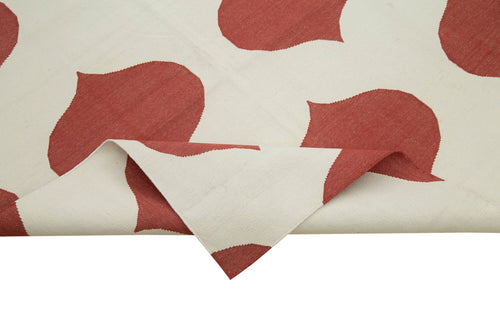 Handmade Area Rug – Red Geometric Cotton Wool Rug, Durable Soft Texture 8'1''x9'9''