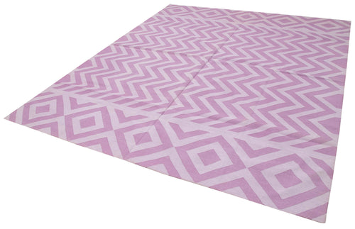 Geometric Duri Purple Geometric Cotton Wool Handmade Area Rug 7'11'' x 9'8''