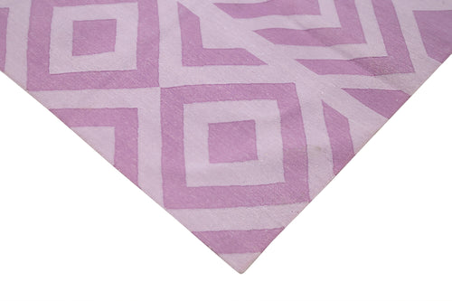 Geometric Duri Purple Geometric Cotton Wool Handmade Area Rug 7'11'' x 9'8''