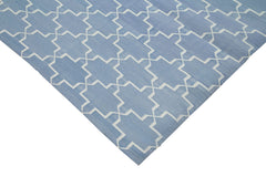 Geometric Duri Blue Geometric Cotton Wool Handmade Area Rug 8'2'' x 10'0''