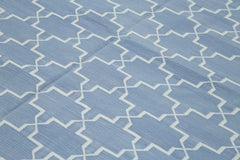 Geometric Duri Blue Geometric Cotton Wool Handmade Area Rug 8'2'' x 10'0''