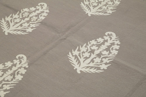 Geometric Duri Brown Geometric Cotton Wool Handmade Area Rug 8'1'' x 10'0''