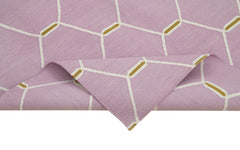 Handmade Area Rug – Pink Geometric Cotton Wool Durable Carpet 5'8''x3'7''