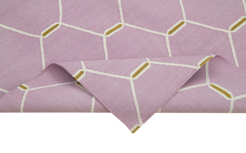 Handmade Area Rug – Pink Geometric Cotton Wool Durable Carpet 5'8''x3'7''