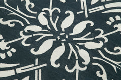 Handmade Area Rug - Black Geometric Cotton Wool Vintage Hand Woven Carpet 3'7"x5'5"