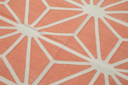 Geometric Duri Orange Geometric Cotton Wool Handmade Area Rug 3'7'' x 5'5''