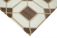 Geometric Duri Beige Geometric Cotton Wool Handmade Area Rug 3'7'' x 5'2''