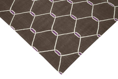 Handmade Area Rug – Brown Geometric Cotton Wool Rug, Soft Durable Floor Covering 3'7''x5'7''