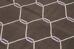 Handmade Area Rug – Brown Geometric Cotton Wool Rug, Soft Durable Floor Covering 3'7''x5'7''