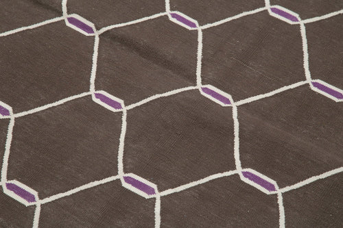 Handmade Area Rug – Brown Geometric Cotton Wool Rug, Soft Durable Floor Covering 3'7''x5'7''