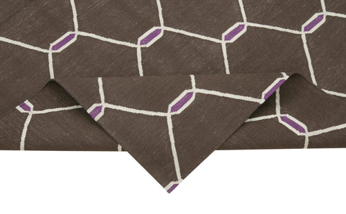 Handmade Area Rug – Brown Geometric Cotton Wool Rug, Soft Durable Floor Covering 3'7''x5'7''