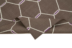 Handmade Area Rug - Brown Geometric Cotton Wool Rug 3'8'' x 5'6'' by Agacan