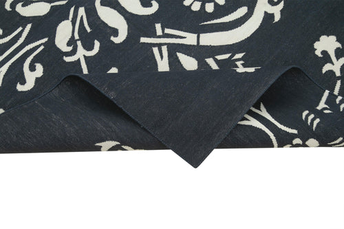 Geometric Duri Black Geometric Cotton Wool Handmade Area Rug 3'7'' x 5'7''