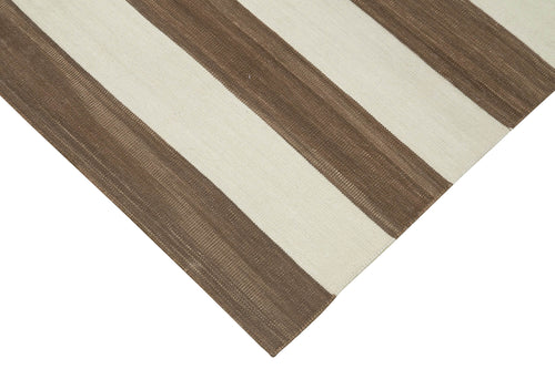 Handmade Area Rug – Brown Geometric Cotton Wool Rug 3'5'' x 5'7'' Durable Floor Covering