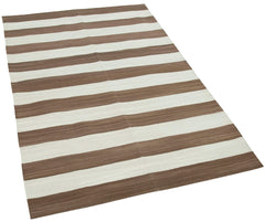 Handmade Area Rug – Brown Geometric Cotton Wool Turkish Wool Rug 3'7''x5'7''