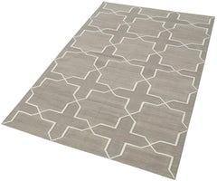 Handmade Area Rug – Beige Geometric Design Cotton Wool 3x5 Feet Durable Soft Floor Covering