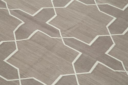 Handmade Area Rug – Beige Geometric Design Cotton Wool 3x5 Feet Durable Soft Floor Covering